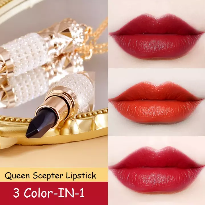 Image for 70% off | Three-color In One Queen Scepter Matte Lipstick Soft Mist Long Lasting Waterproof Lipsticks
